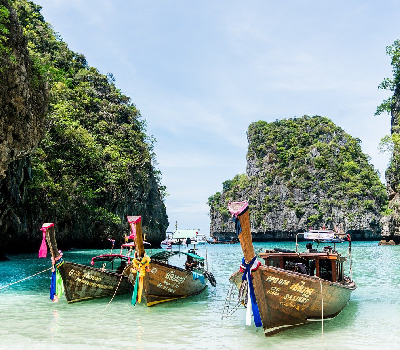 Beach with three boats